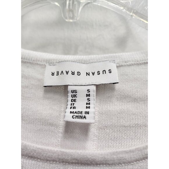 Susan Graver Sweater Womens Small White Red Striped 3/4 Sleeve Casual Preppy - Picture 3 of 6